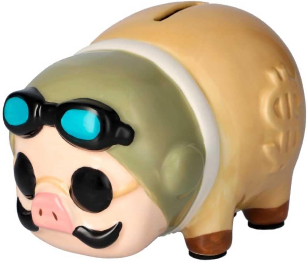 なつかしい豚の貯金箱 ポルコ 】紅の豚 ジブリ 陶器 どんぐり