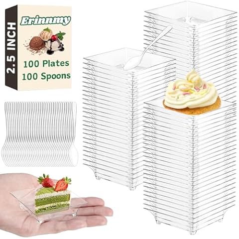 Erinnmy Mini Dessert Plates with Spoons Cover