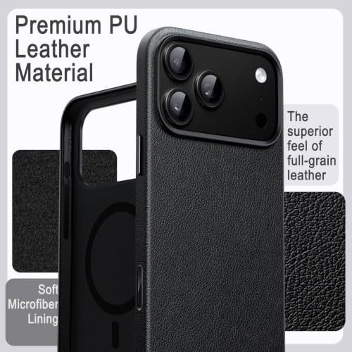 JETech Vegan Leather Magnetic Case for iPhone 18 Pro
