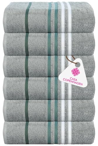 Image of Casa Copenhagen - Egyptian Cotton Exotic 6 Pcs Face Towel (30 X 30 cm) Colour : Pine Grey