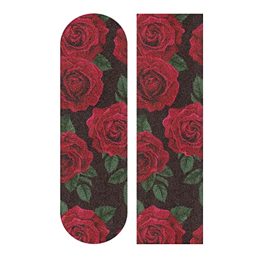 ALAZA Romantic Red Rose Plant Flower Skateboard Grip Tape Sheets Longboards Griptape 33