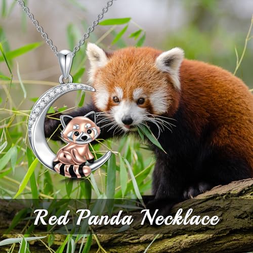 Image of PROESS Animal Birthstone Necklace 925 Sterling Silver Otter /Axolotl /Hippo /Elephant /Dachshund /Monkey /Red Panda Pendant Necklace Animal Birthstone Jewelry Gifts for Women