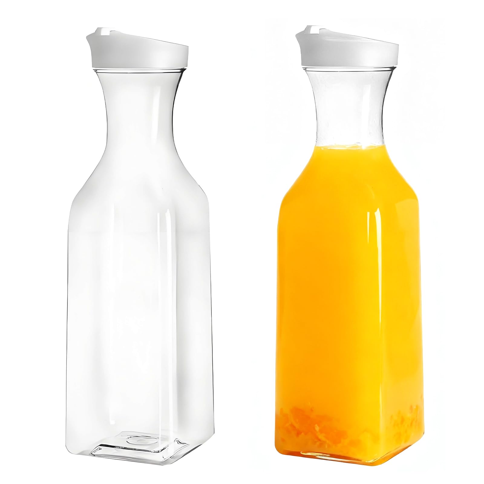 Vrexziy Square Base Juice Containers, 2Pcs 1.5L Detergent Dispenser, Washing Powder Storage Container Square Plastic Containers for Washing Bead Detergent Drinks Juice