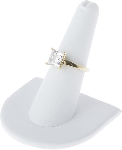 Miniatura 2 de Plymor Pantalla de dedo de anillo de piel sintética blanca, individual sobre base en forma de U, 2 pulgadas de ancho x 2 pulgadas de profundidad x 2