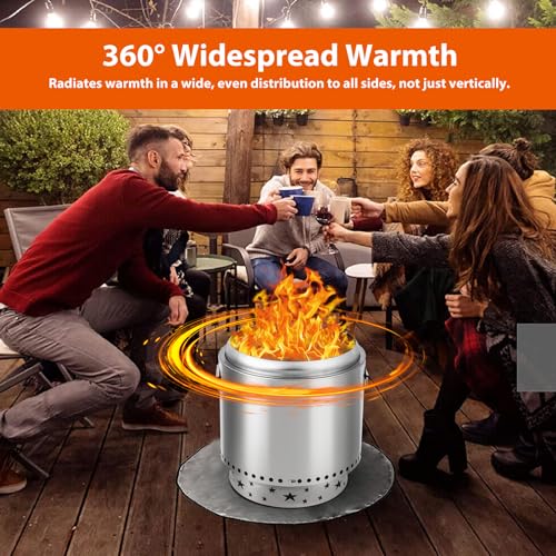 16.5" Smokeless Fire Pit with Air Switch, 304 Stainless Steel Wood Burning Fireplaces, Portable Outdoor Bonfire Pit for Camping, Bonfires