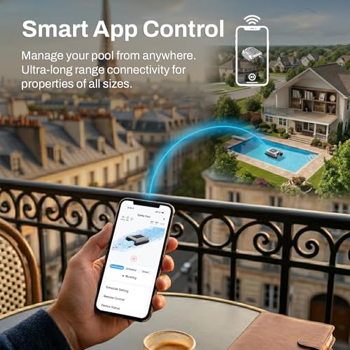 Image of Betta Neo Solar-Powered Robotic Pool Skimmer with App Control & Ultra Long-Range Gateway System, Weather-Adaptive & Scheduled Cleaning, Dual Charging Options, for In-Ground & Above-Ground Pools (Grey)