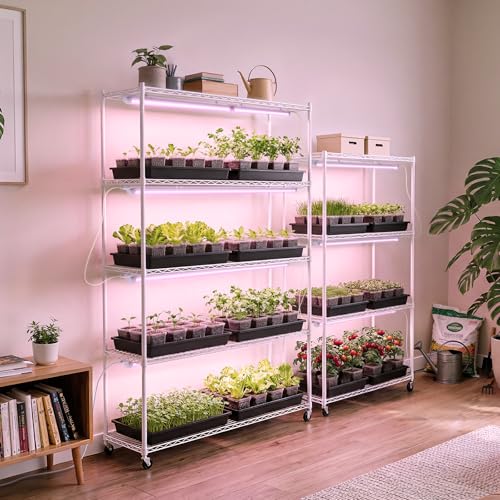 Image of Barrina 4FT T8 Plant Grow Light, 252W(6 x 42W, 1400W Equivalent), Full Spectrum, LED Growing Lamp Fixture for Indoor Plant Growing, with ON /Off Switch & V-Shaped Reflector, Pinkish White, 6-Pack