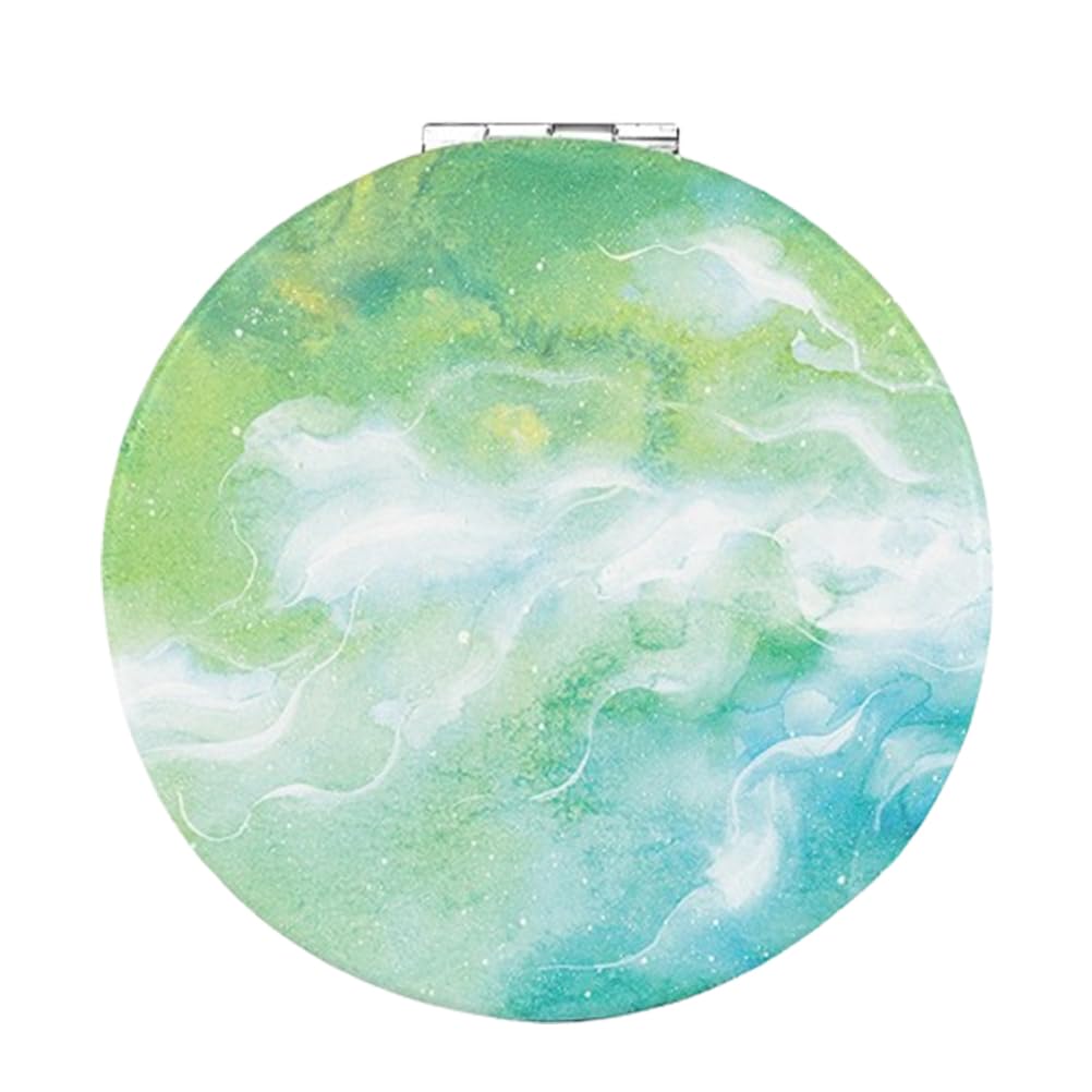 Specchio da trucco portatile verde acquerello, specchio a mano, specchio pieghevole compatto,tascabile, piccolo da scuola,compatto per trucco, campeggio e viaggio