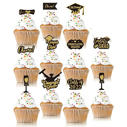 2022 topo de bolo de formatura,Escolhas de Aperitivo de Comida de Cap Grad - Escolhas de cupcake de