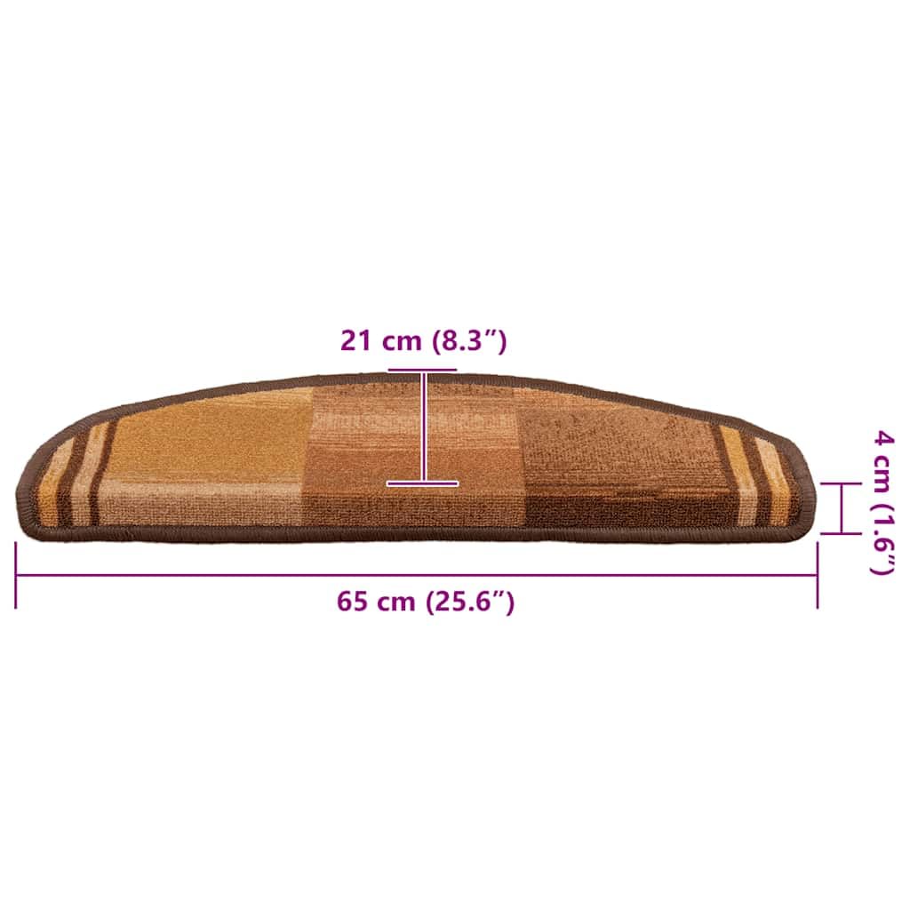 Tomostar Lot de 15 Marchettes d'escalier, Tapis d'escalier Autocollant Tapis pour Marche Protection d'escalier 15 pcs Marron 65x21x4 cm