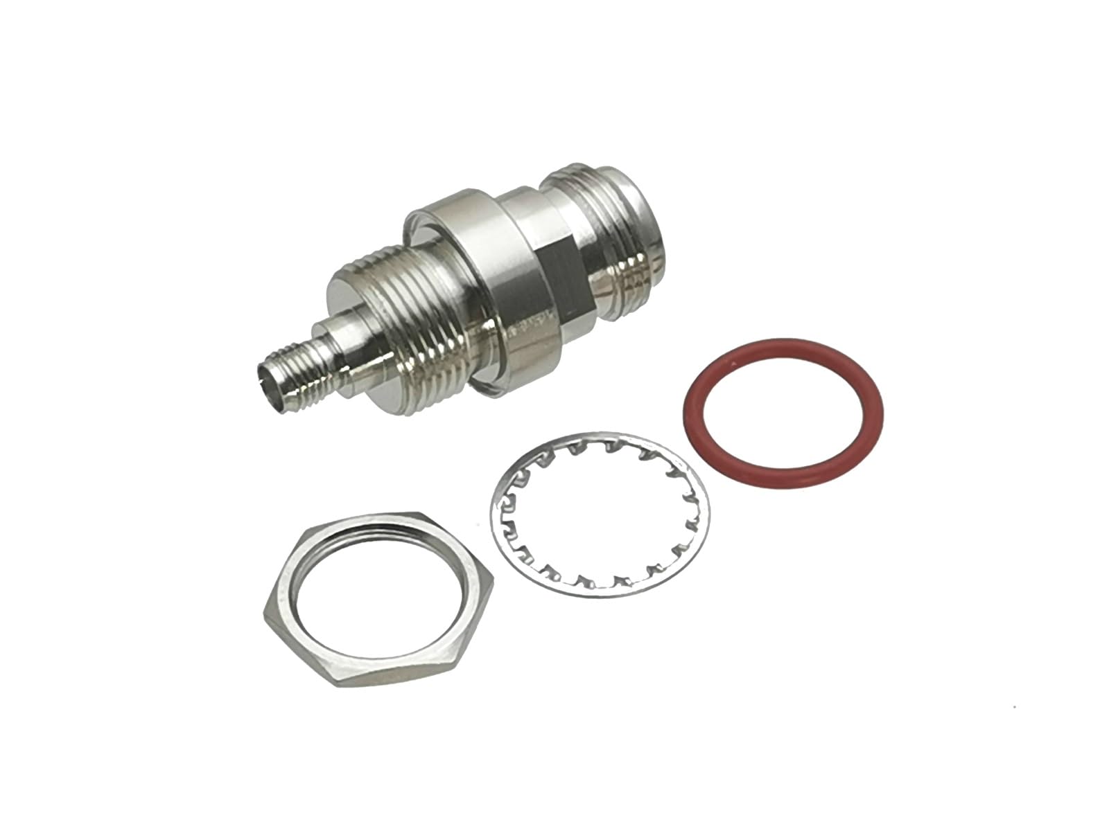 2 Stück Adapter N-Buchse auf SMA-Buchse M16-Schott-Einbausteckverbinder, gerade F/F
