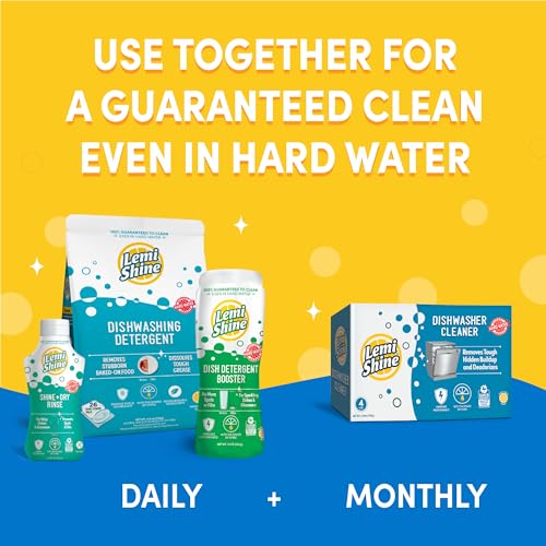 Image of Lemi Shine Dish Detergent Booster, Hard Water Stain Remover, Multi-Use Citric Acid Cleaner 10 oz, Pack of 8