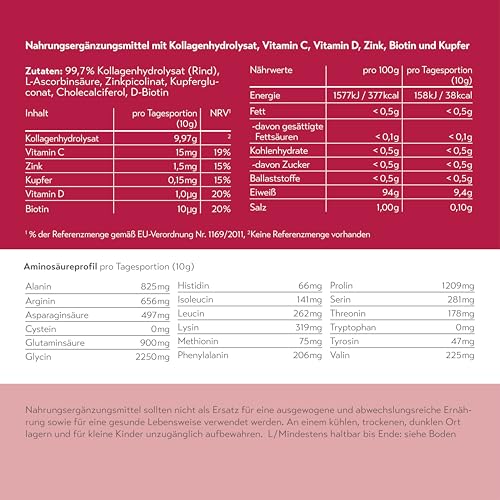 pureSGP® Kollagen [300g]: Reinstes Kollagen in Apothekenqualität - Bioaktive Premium-Peptide aus hochwertigem Kollagenhydrolysat. Mit Vitamin C & Biotin - Geschmacksneutral - Gute Löslichkeit