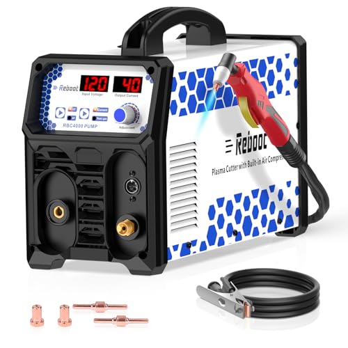 Reboot Plasma Cutter With Built In Air Compressor 40A 120V IGBT Inverter Digital Cutting Machine, 3/8 Inch Clean Cut And 3/5 Inch Max Cut High Frequency by Reboot - Used condition - US$310.36