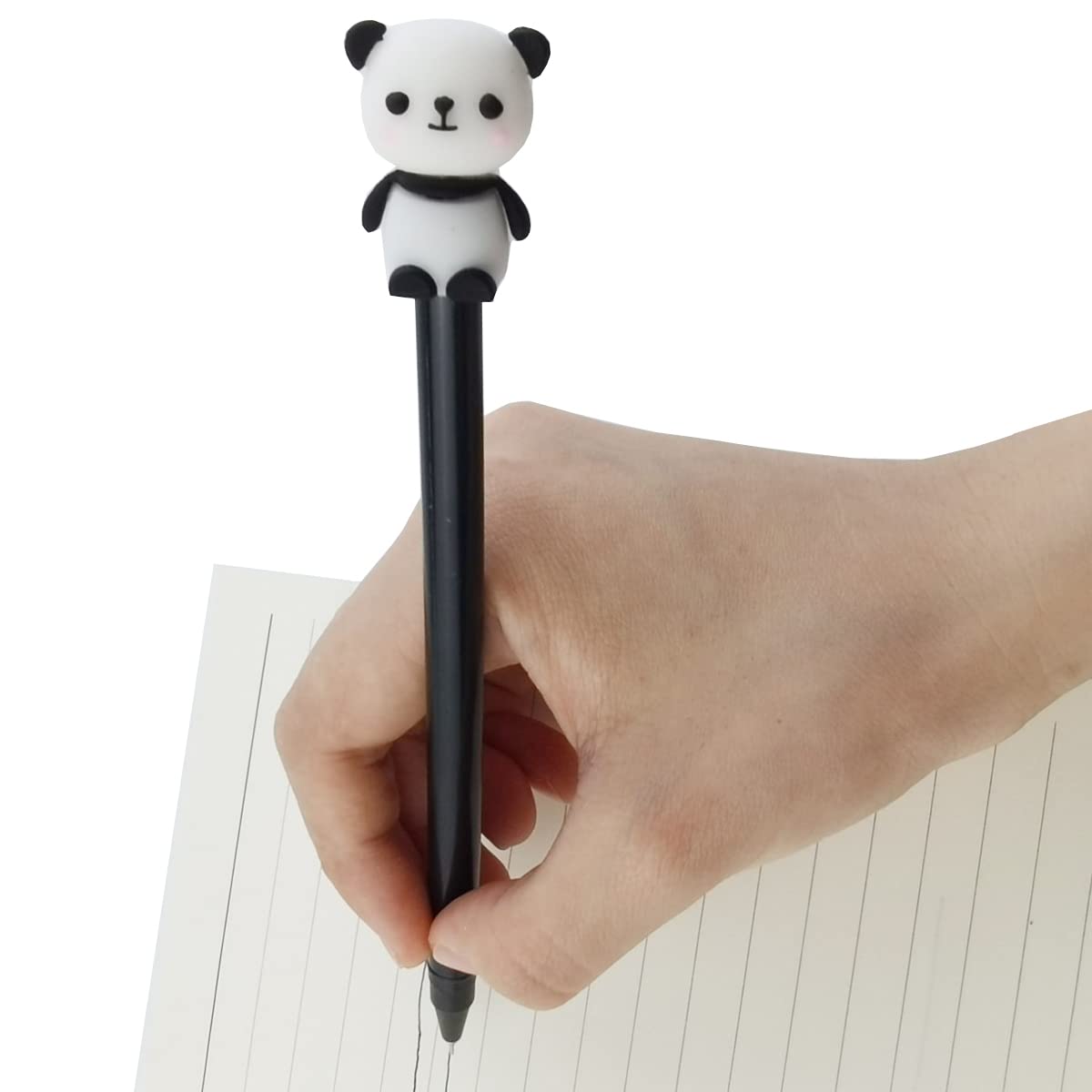 Plstod 4 Stuks Panda Gelpennen – Kawaii Stijl, 0,5 Mm Zwarte Inkt, Draaibare Panda-dop, Schattig School- En Kantoorartikel