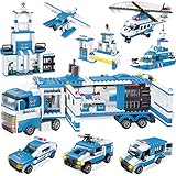 2058 Pieces City Police Building Blocks Set with Police Station, Cop Car, Helicopter, Boat,...