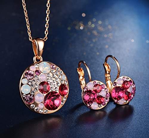 Leafael Ocean Bubble Women's Crystal Jewelry Set Costume Fashion Pendant Necklace Earring, Silver Tone or 18K Rose Gold Plated, 18" + 2", Birthday Gifts for Women2
