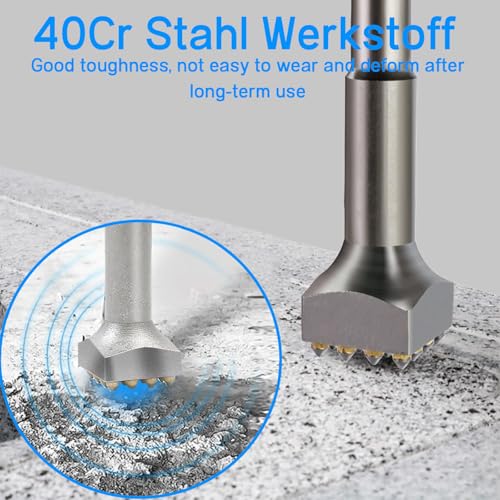 STFALI SDS-Plus-beitel, SDS-boor, sloopbus-gereedschap-bit, SDS Plus elektrische hamerbeitel, vierkante kop, 16 tanden, elektrische bloem-hamerboor voor muur, steenplaten, bruggen, beton - Afbeelding 5