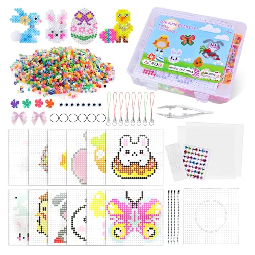 Juego de Cuentas para Planchar 5000 Cuentas Planchar 5mm de Pascua con Cuentas para Planchar Placas y Accesorios Manualidades de Pascua para Regalos e Decoracion de Bricolaje de Pascua