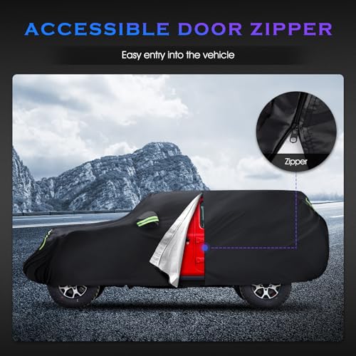 Image of Car Cover Custom Fit for Jeep Wrangler 4 Door 2006-2026,6 Layers Truck Cover Waterproof All Weather for Automobiles,Outdoor Full Exterior Cover,Rain, Sun, Wind Protection,Black
