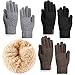 3 Pairs Winter Extra Thick Thermal Gloves Warm Fleece Lined Touch Screen Gloves Women Cold Weather Cycling Driving Outdoors