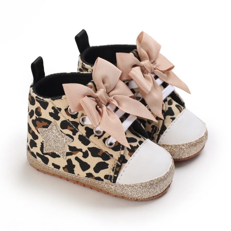 Baby Girls Leopard Sneakers Shoes High Top Ankle Soft Sole Infant Toddler First Walk Shoes2