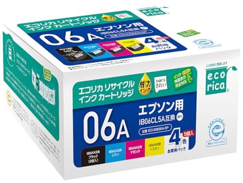 Amazon.co.jp: エコリカ IB06CL5A リサイクルインクカートリッジ 4色5