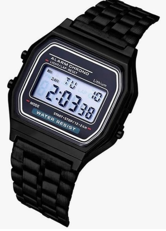 Image of AROA Premium Brand Vintage Series Digital Sports Square 4 Colours Dial LED Unisex Stainless Steel Strap Watch for Men's Watch for Women's Multicolor