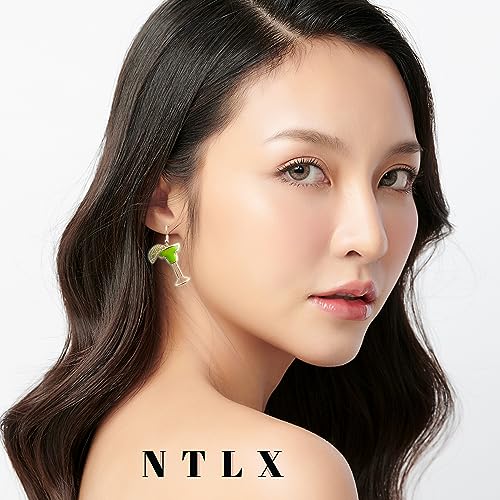 Beverage Drink Drop Dangle Earrings for Women – Martini, Margarita, Beer, Champagne, Wine Glass Bottle – Happy Hour Fashion – Cute - Fun – Beautiful Genuine Crystals – Gold Plated – with Gift Box Included4