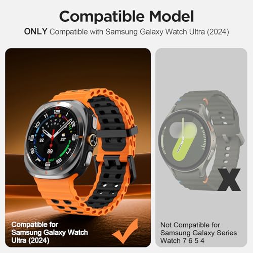 Image of Compatible with Samsung Galaxy Ultra Watch Strap, Double-colored Soft Silicone Galaxy Watch Ultra Strap Adjustable Rugged Sport Bands for Galaxy Ultra Watch 47mm Men Women(NO WATCH)