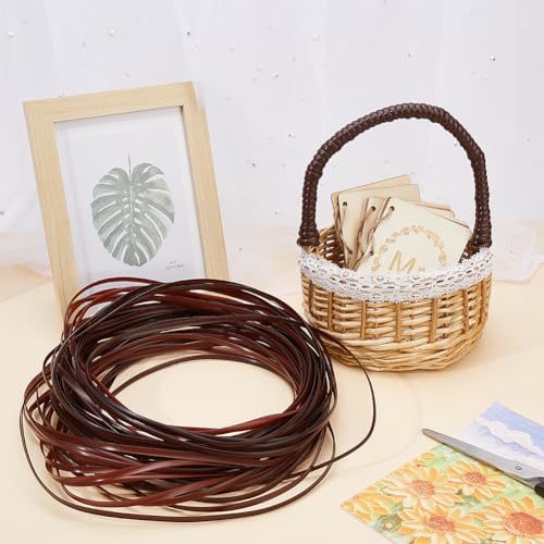 GORGECRAFT 5mm x 30m Rattan Repair Kit Weave Material Plastic Flat Basket Wicker Weaving Reed Synthetic Rattan Woven Knit Furniture Plastic Cane Wooden Fix for Garden Patio Chair Sofa Box Red Brown - Image 4