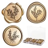 60 Pcs Vintage Bronze Wax Seal Stickers with Storage Box (3 Designs in 1 Pack) - Adhesive Backed Elegant Floral Designs for Wedding Invitation Envelope Seal Stickers Gift Wrapping