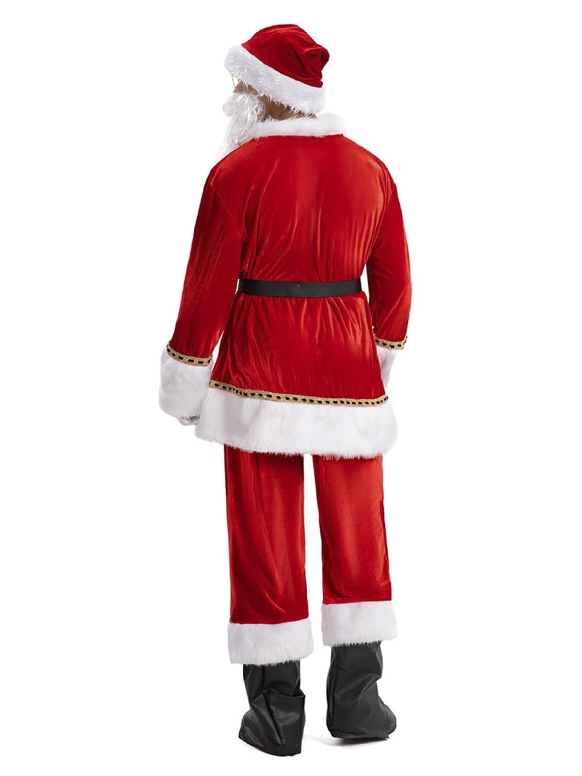 Kostium Świętego Mikołaja dla dorosłych mężczyzn, luksusowy czerwony aksamit, kostium, rozmiary S-5XL, zestaw cosplay na imprezę (B,S/M)