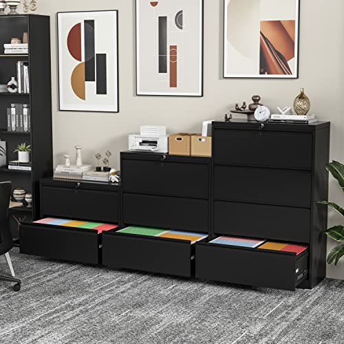 Intergreat Lateral File Cabinet 2 Drawer Black, Metal 2 Drawer Filing Cabinet With Lock For Home Office thumb #1