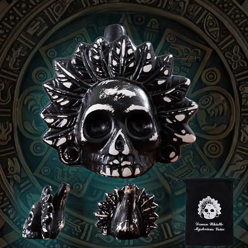 Aztec Death Whistle, Up To125+ Decibels Loud Real Screaming Aztec Death Whistle Loudest Authentic Human Authentic Human Sounding Screams Halloween Costumes Gift(Black)