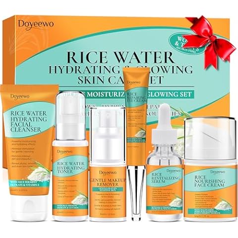 Womens & Teens Wife Christmas Gift Ideas,Korean Skin Care Set,Hydrate Glow Repair Anti-Aging Rice Water Facial Skin Care Routine Kit,Skincare Gift Set for Teenage Teen Girls Womens Gifts for Christmas Cover