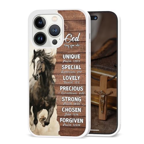 Christian Phone Cases for Samsung S20 21 22 23 24 25 Plus Ultra FE for iPhone 8 11 12 13 14 15 16 17 Xs Stallion White Silicone Protective Phone Cases forWomen Girls Mom Christians