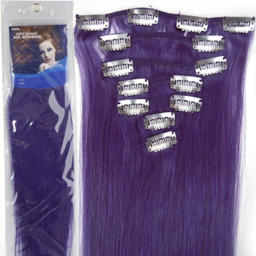 20''7pcs Fashional Clips in Remy Human Hair Extensions 24 Colors for Women Beauty Hot Sale (LILA)