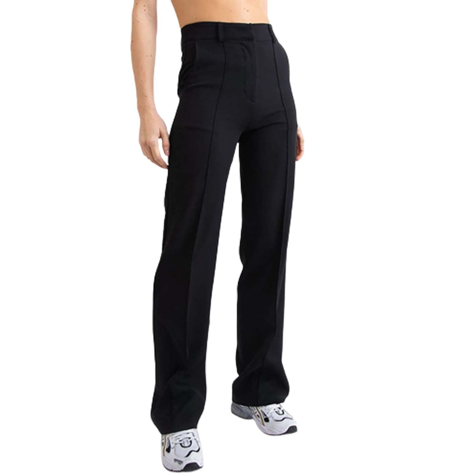 YOLAI Womens High Waisted Wide Leg Pants Casual Solid Straight Leg Trousers Business Work Suit Pant with Pockets