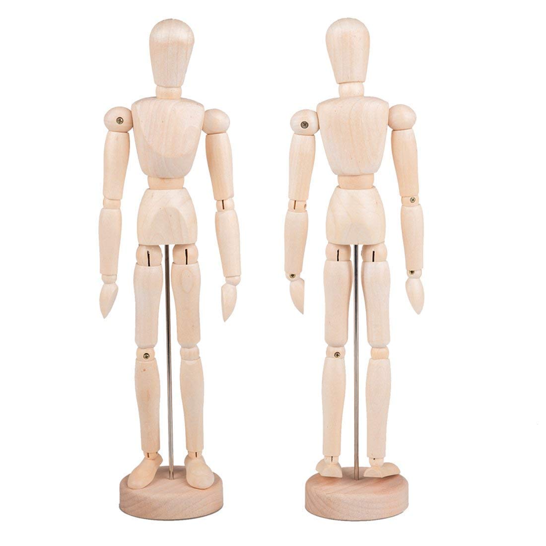 ZXZCTTC 2Pack 12 Inches Tall Wooden Mannequins of Men and Women Artist Mannequins with Stand Ornaments - Great for Painting or Tabletop Decoration