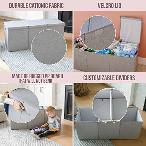 Kids Toy Chest For Boys & Girls - Stylish Versatile Stuffed Animal Holder & Kids Toy Organizer Makes Play Room Organization Easy - Made With Strong Pp Board - Solid Gray With Cationic Fabric #TOP3