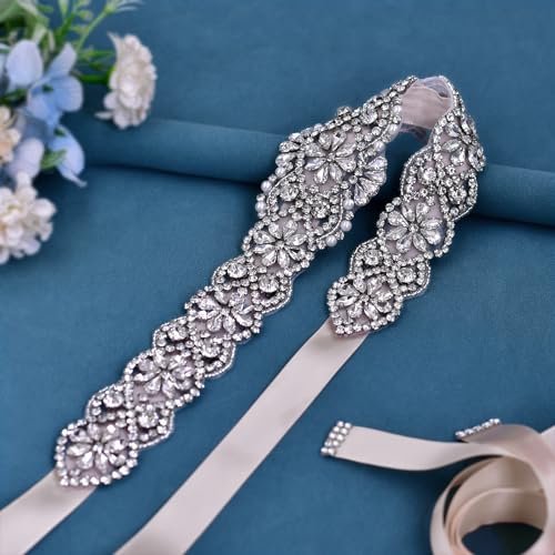 azaleas Women's Crystal Thin Wedding Belt Sashes Bridal Sash Belt for Wedding, Bridesmaid Flower Girl Dress Accessories 16IN3