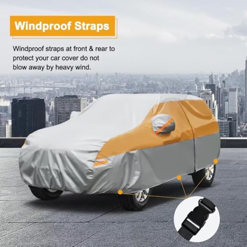Image of Heavy Duty SUV Car Cover Custom Fit Subaru Outback (1994-2025), Car Covers for Automobiles Waterproof All Weather, Outdoor Full Exterior Covers with Zipper and Cotton Lining. Gray
