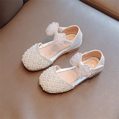 Girls Sandals Little Girl's Adorable Princess Party Girls Dress ShoesPrincess Flower Wedding Party Slippers Size 1 Girls (Silver, 1 Big Kids)2