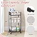 VEESUN 2In1 Baby Diaper Caddy Organizer and Storage - 3 Tier Rolling Diaper Cart with Dividers, Easy Assemble, Mobile Metal Diaper Organizer, Detachable Diaper Caddy Cart for Nursery, Large Capacity
