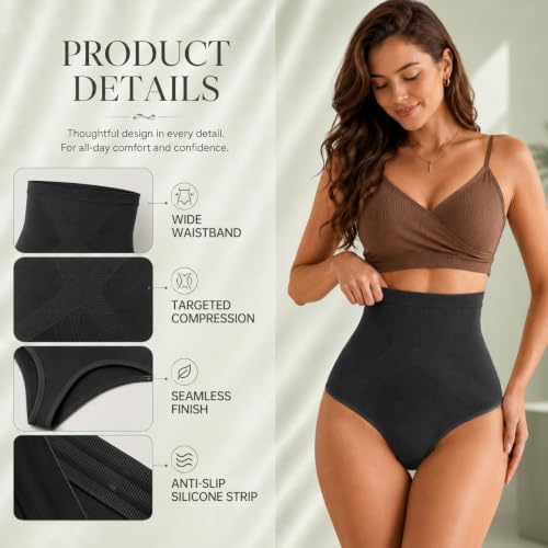 Image of DREAM SLIM Women's High-Waist Seamless Body Shaper Briefs Firm Control Tummy Thong Shapewear Panties Girdle Underwear