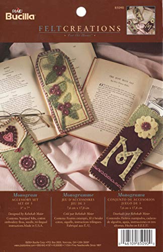 Accessoires monogramme feutrine Bucilla kit 3 pièces pour personnaliser votre intérieur
