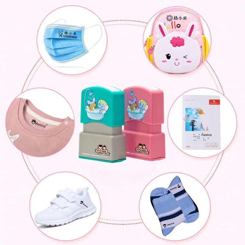 Miniatura 2 de Nombre personalizado para ropa de bebé, lindo sello de dibujos animados para niños, sello con nombre, palabra de nombre para uniforme escolar,