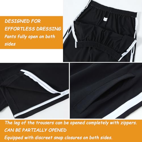 Tearway Mens Post Surgery Pants 2 Side Zippers Basketball Sweatpants Tear Way Pants Bedridden Patient Clothing2