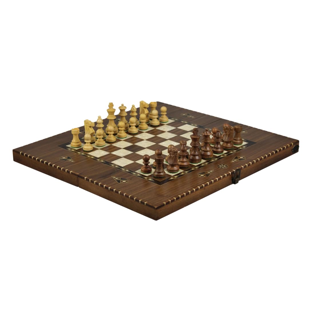 Helena Rural Walnut - Juego de ajedrez de backgammon de 50,8 cm, piezas de ajedrez francés Staunton